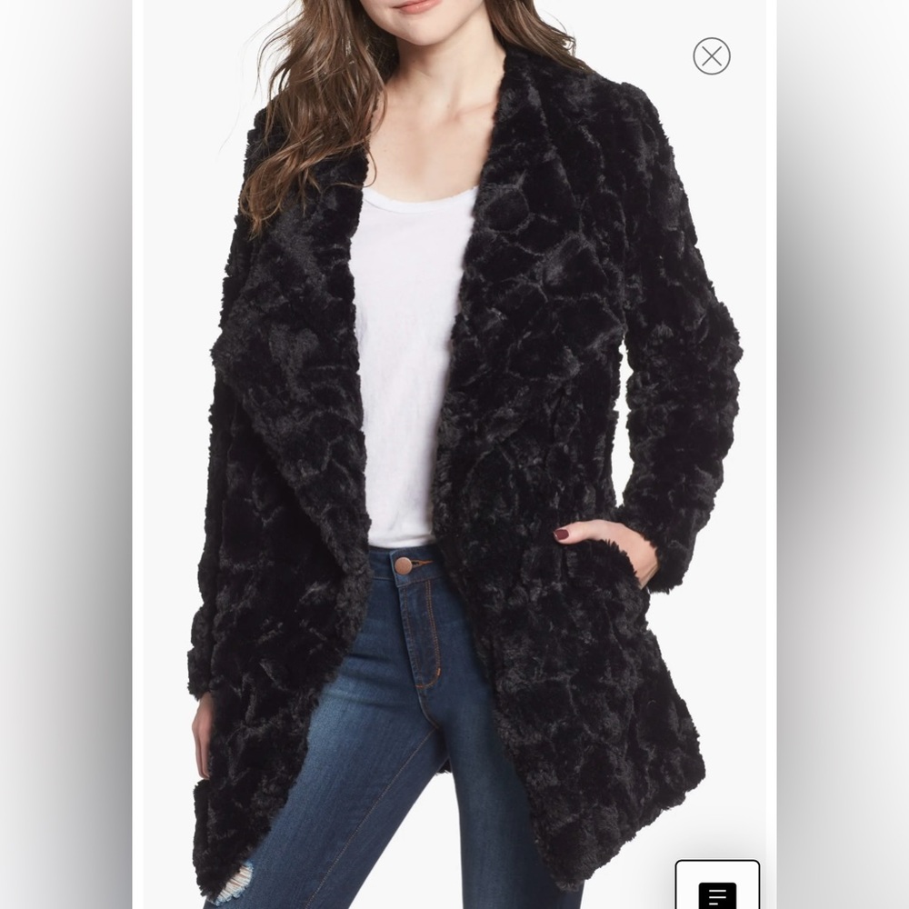 BB Dakota Faux Fur Coat Medium TUCKER WUBBY JACKET IN BLACK